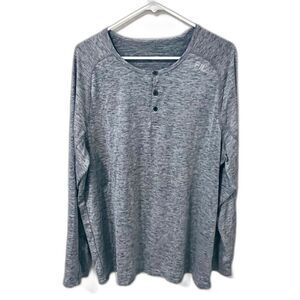 Fila Henley Heathered Gray Long Sleeve Men’s Shirt See Measurements
